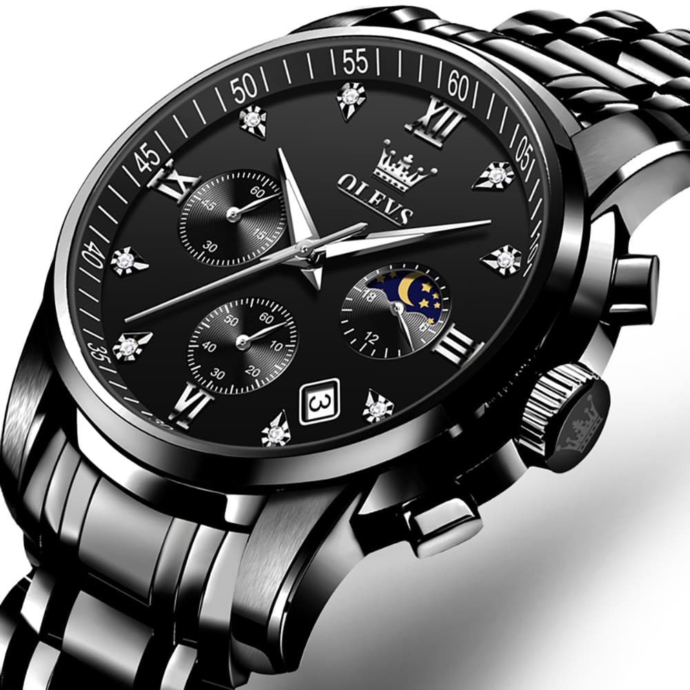 OLEVS 2858 Luxury Moon Phase Chronograph Watch for Men
