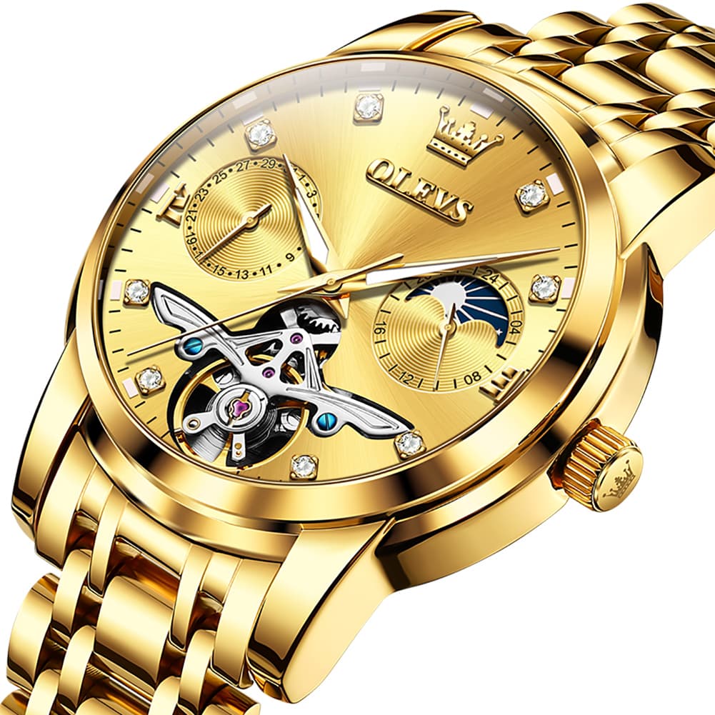 OLEVS 6703 Moon Phase Tourbillon Automatic Mechanical Watch For Men