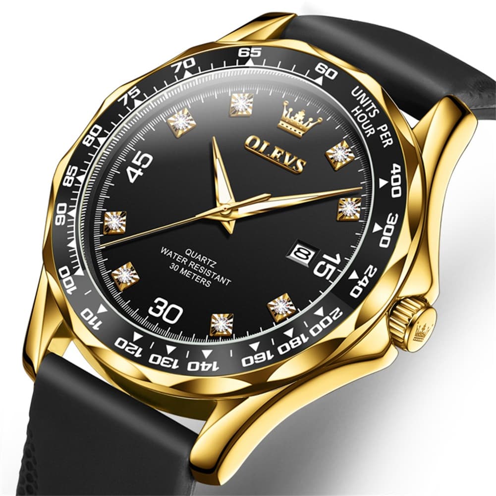 OLEVS 9988 Luxury Green Dial Quartz Dress Watch for Men