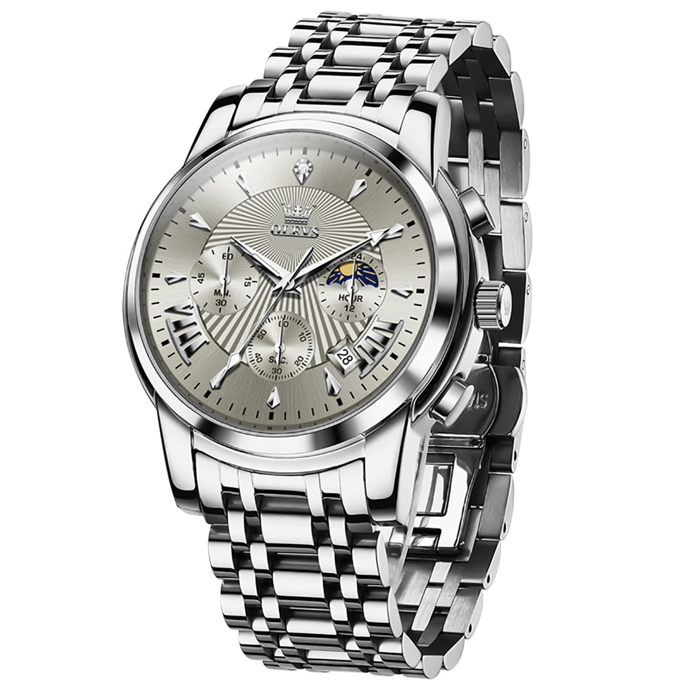 OLEVS 2892 Steel Chronograph Quartz Watch for Men