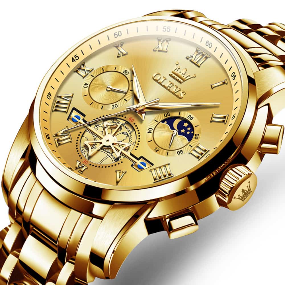 OLEVS 2859 Luxury Moon Phase Chronograph Quartz Watch for Men