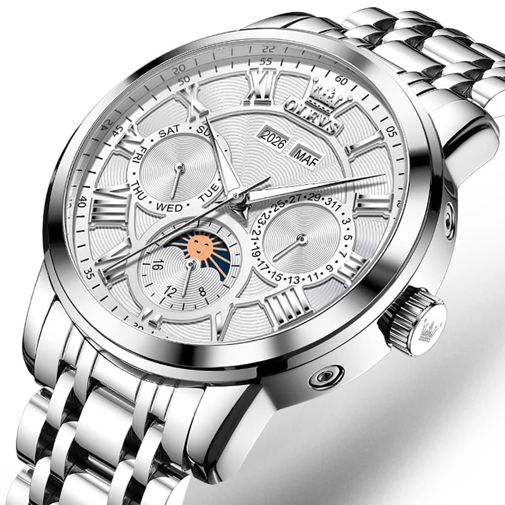 OLEVS 6785 Sun and Moon Multi Function Mechanical Watch for Men