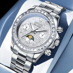 OLEVS 7038 Luxury Diamond Moon Phase Mechanical Watch For Men
