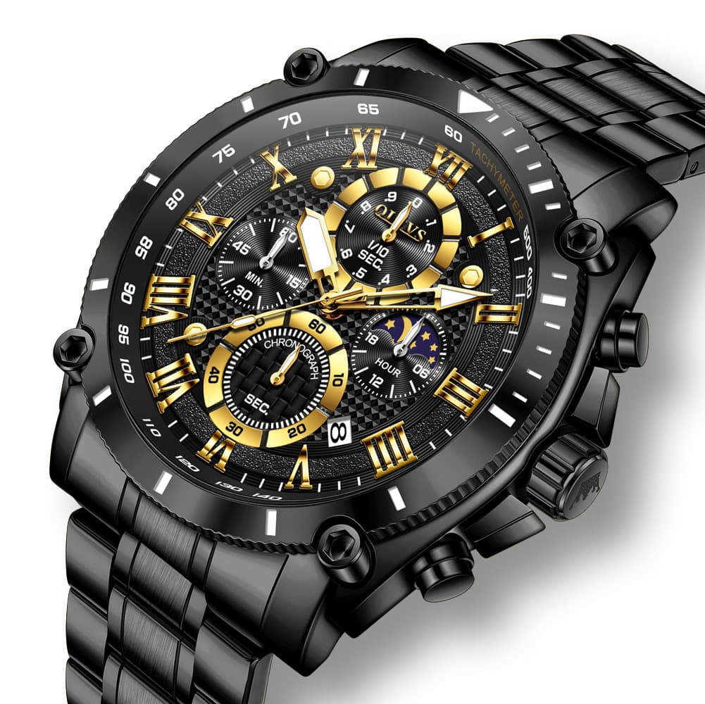 OLEVS 3689 Luxury Chronograph Moon Phase Quartz Watch for Men