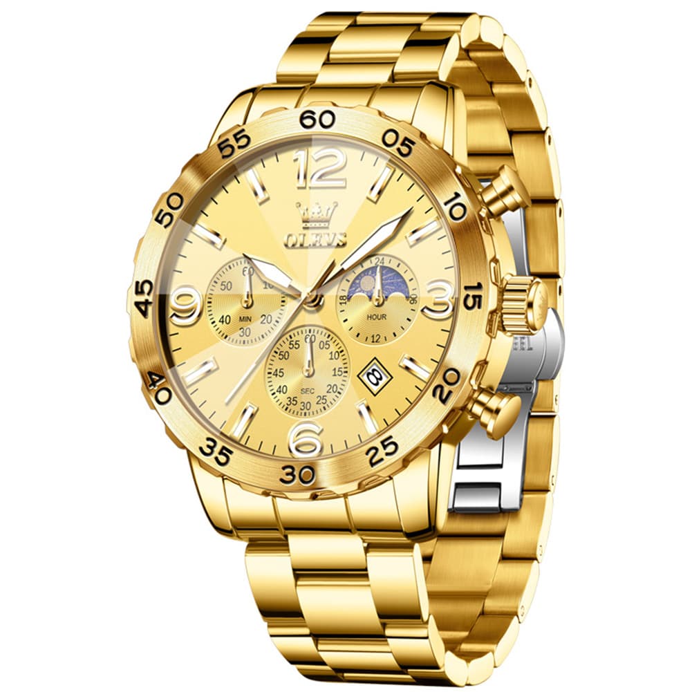 OLEVS 3D Rhombic Chronograph Quartz Watch for Men 3678