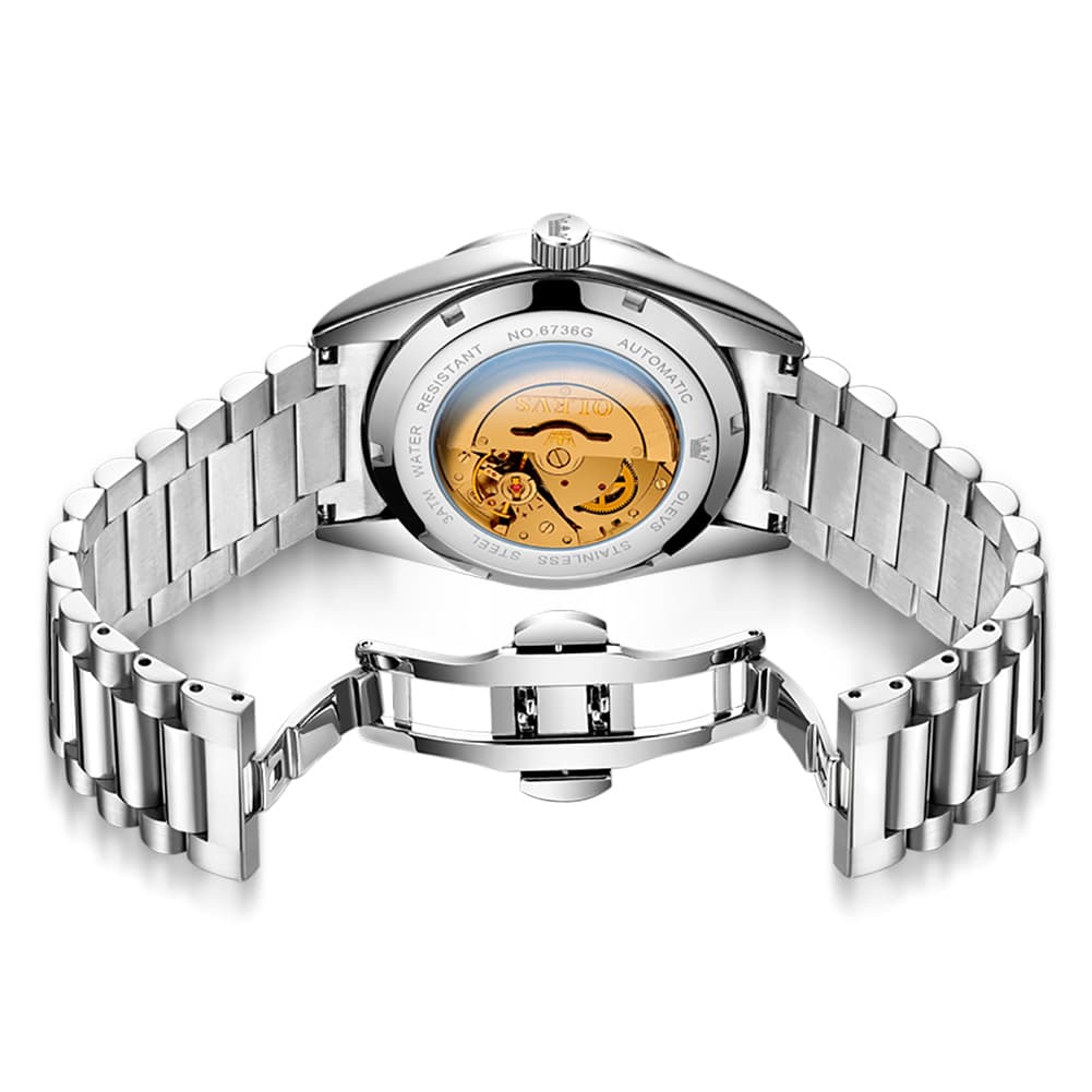 OLEVS 6736 Fluted Bezel Mechanical Watch for Men