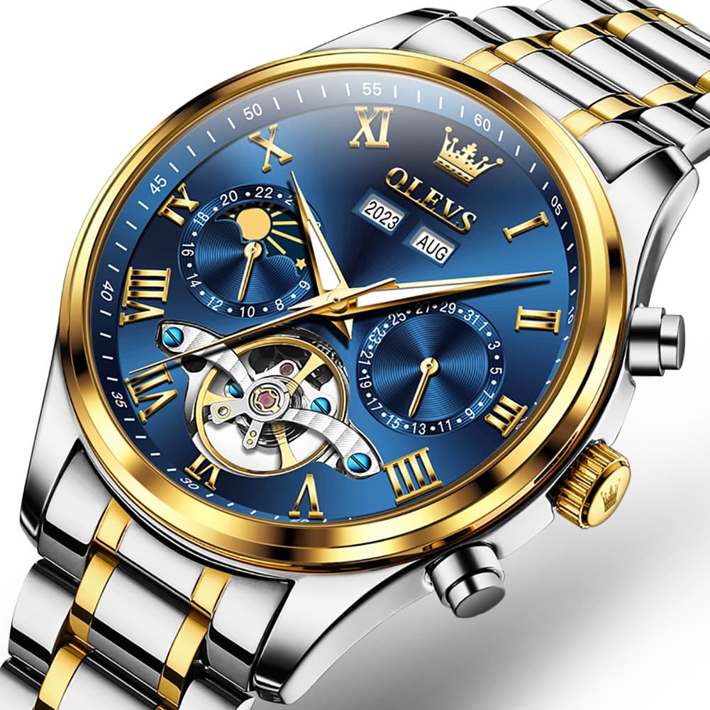 OLEVS 7005 Multi Function Skeleton Mechanical Watch for Men