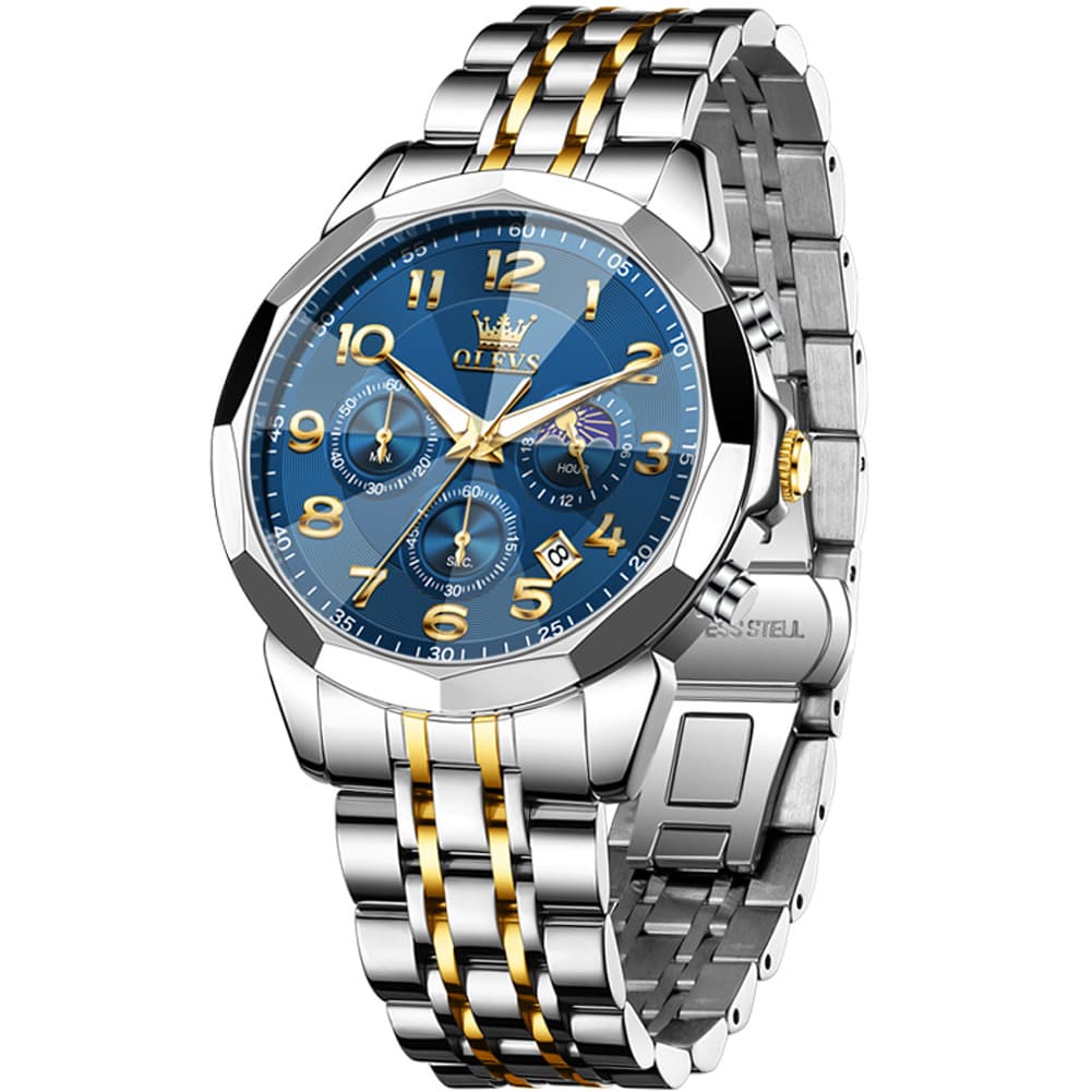 OLEVS 3676 Quartz 3D Rhombic Chronograph Watch For Men