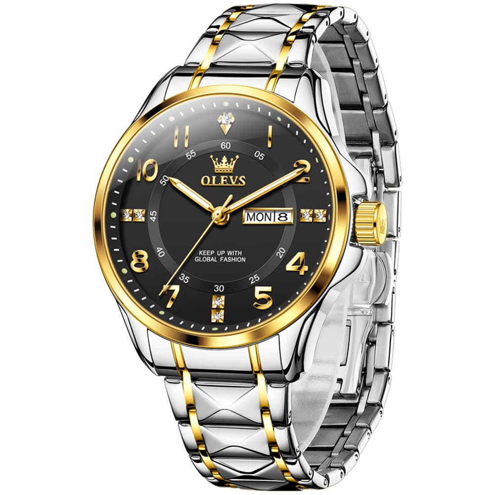 OLEVS 2910 Diamond Day Date Quartz Watch for Men