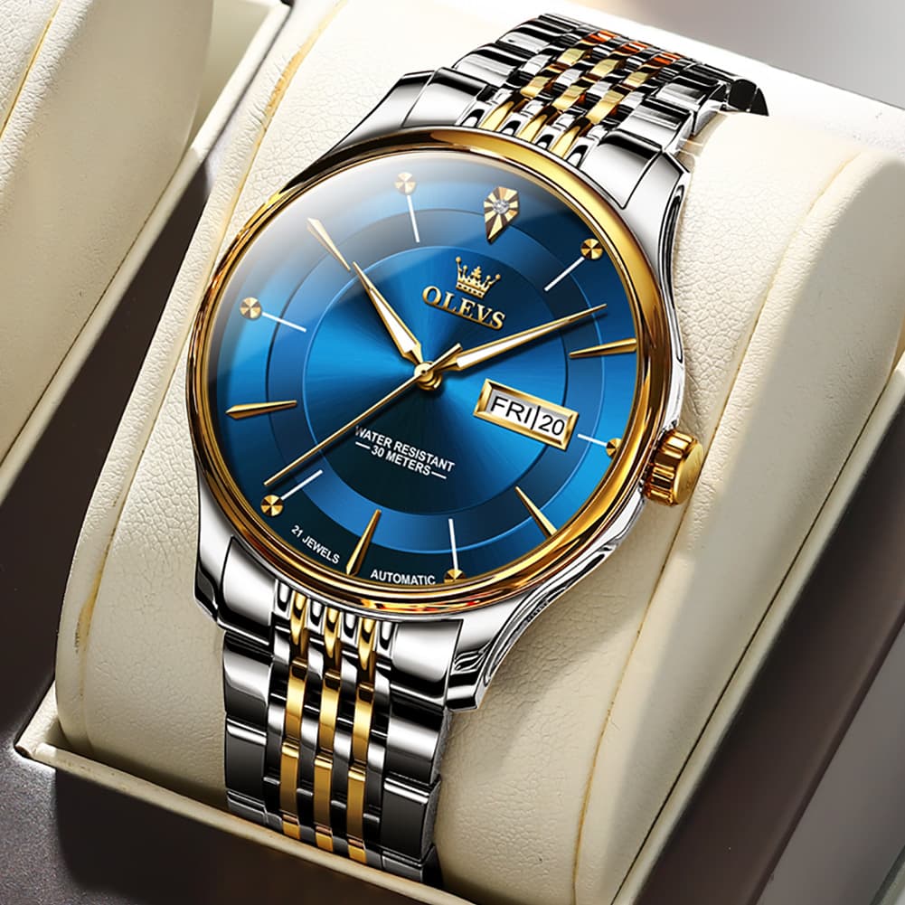 OLEVS Diamond Dial Day Date Automatic Mechanical Watch 9927 for Men