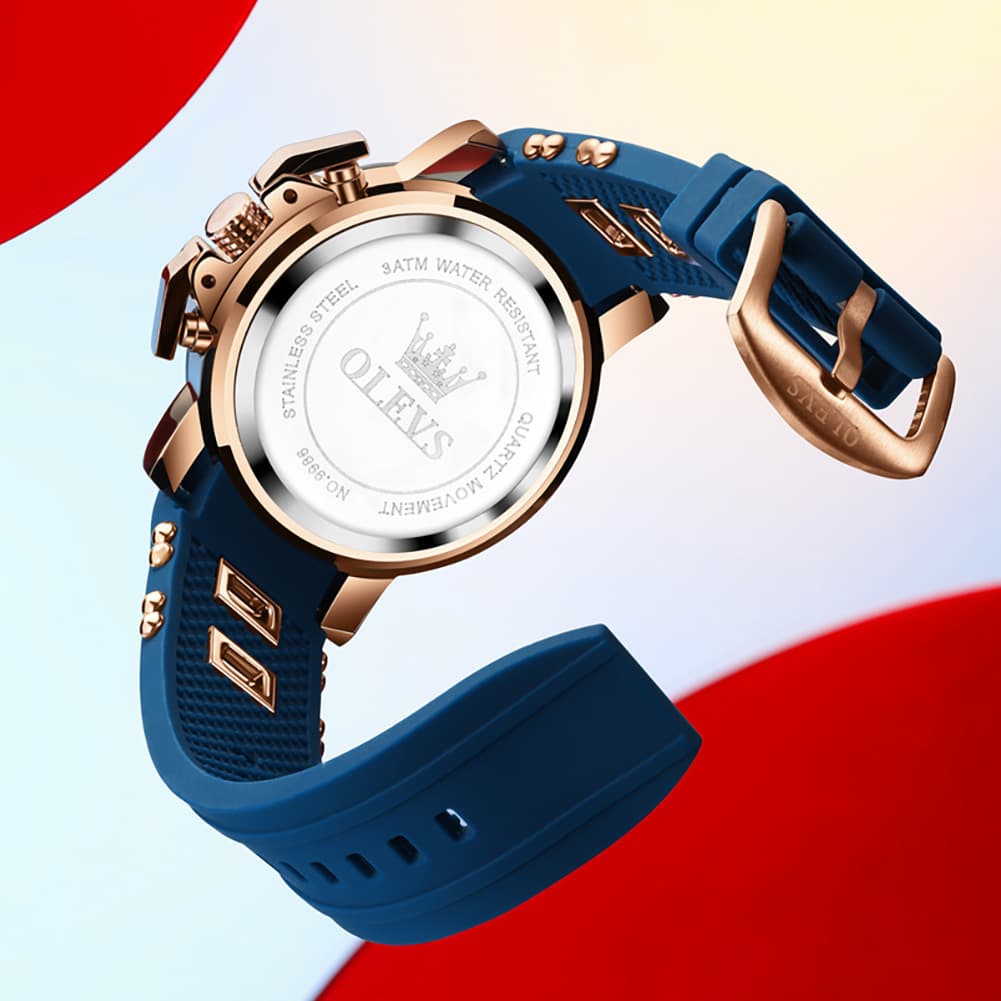 OLEVS 9986 Oversized Chronograph Silicone Strap Watch for Men
