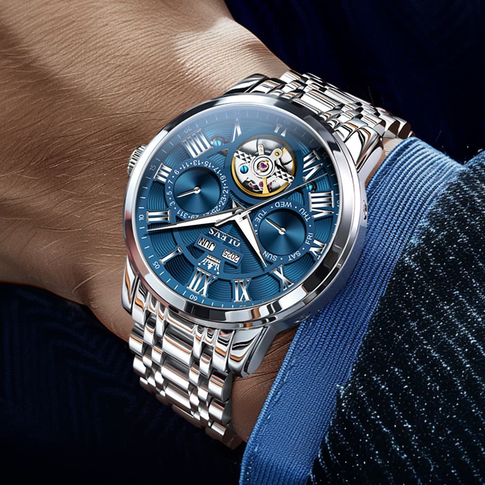 OLEVS 6668 Stainless Steel Mechanical Multifunction Watch for Men