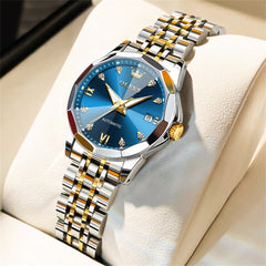 OLEVS 3D Diamond Cut Mirror Automatic Mechanical Watch 9982 for Women