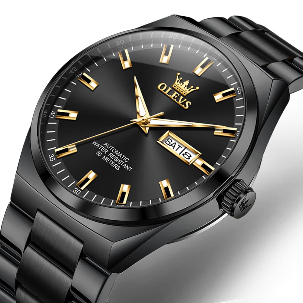 OLEVS Integrated Bracelet Automatic Day Date Watch 9907 for Men
