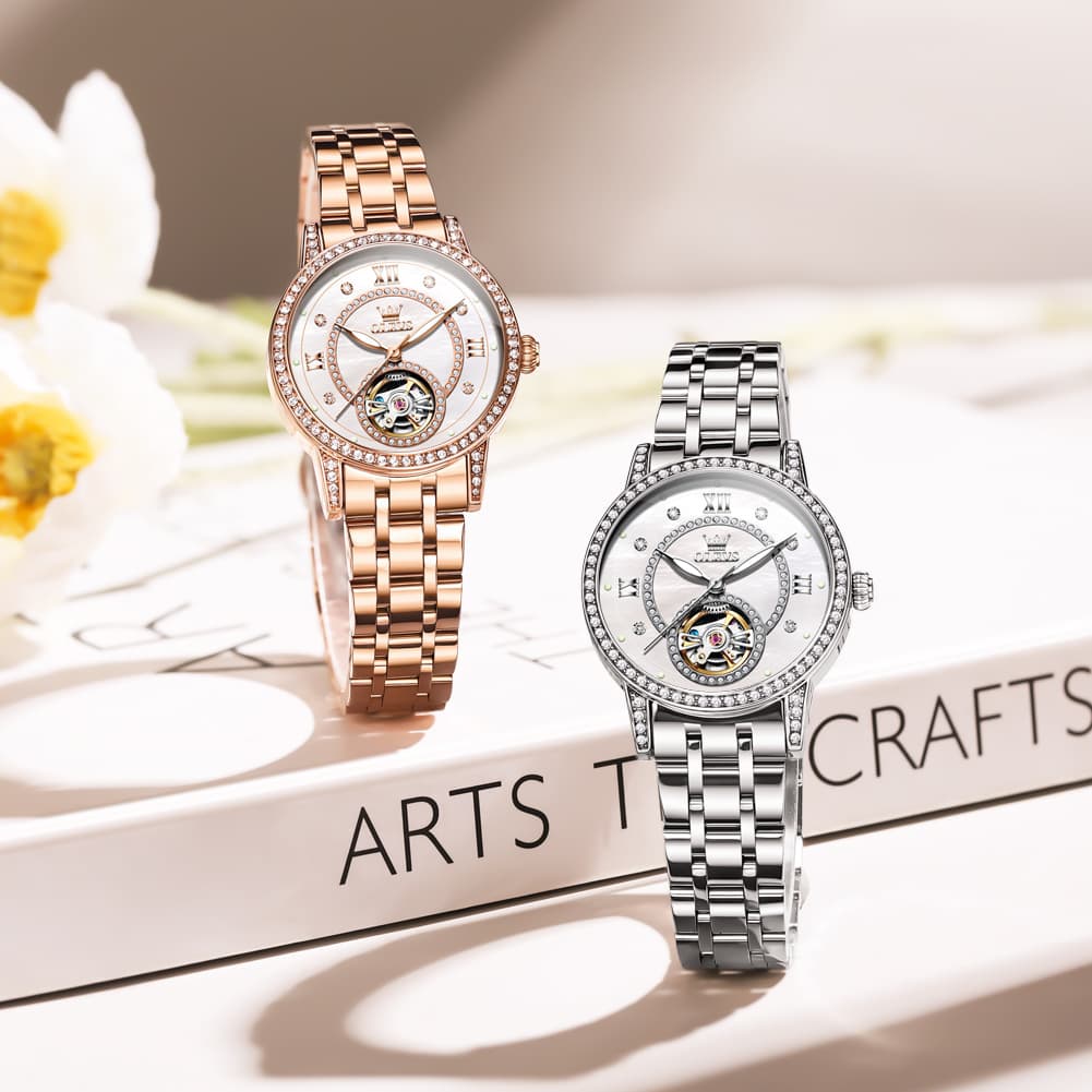 OLEVS 7036 Open Heart Automatic Watch For Women