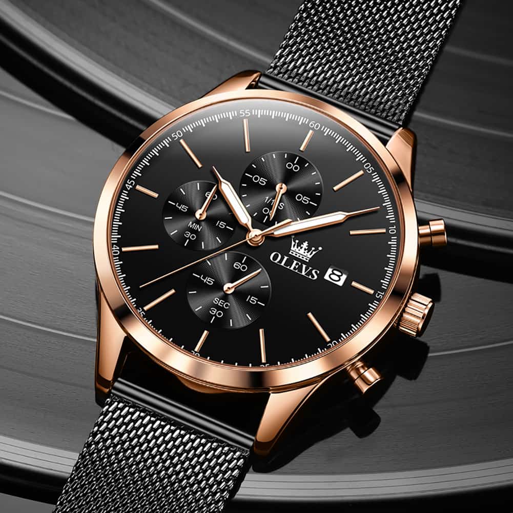 OLEVS 2881 Minimalist Milanese Chronograph Watch for Men