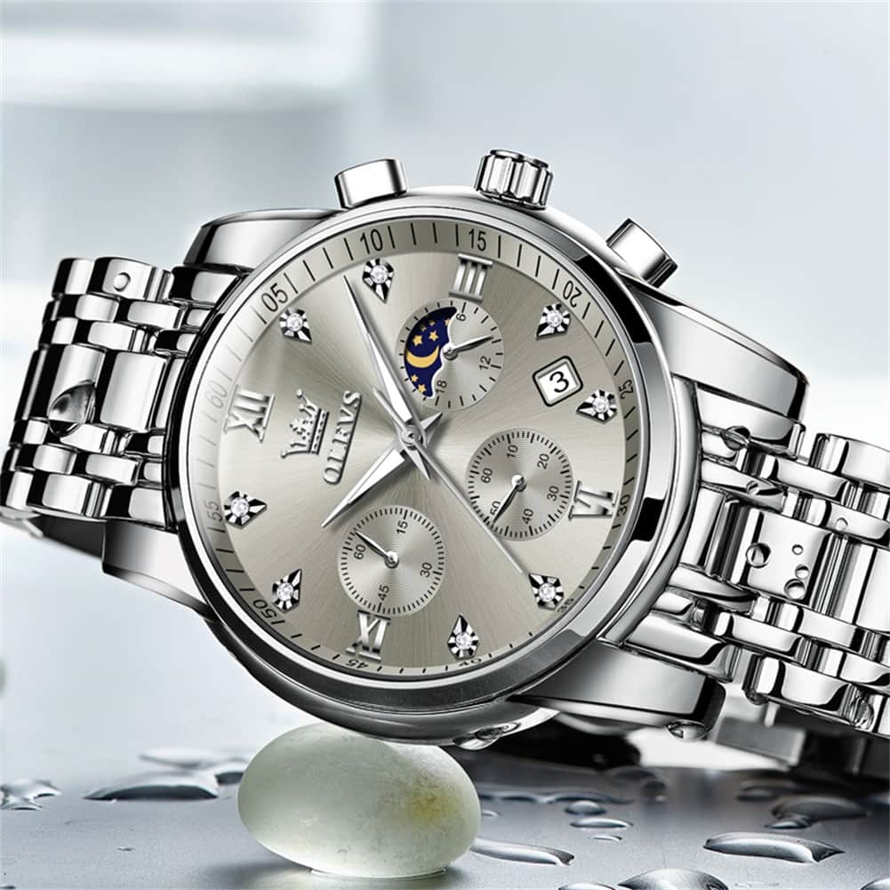 OLEVS 2858 Luxury Moon Phase Chronograph Watch for Men