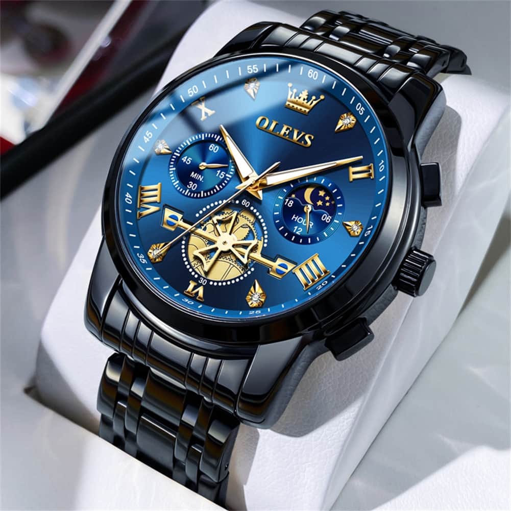 OLEVS 2856 Luxury Moon Phase Chronograph Quartz Watch for Men