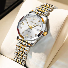 OLEVS 3D Diamond Cut Mirror Automatic Mechanical Watch 9982 for Women