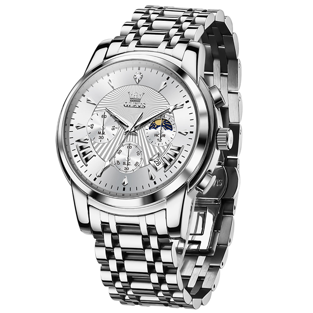 OLEVS 2892 Steel Chronograph Quartz Watch for Men