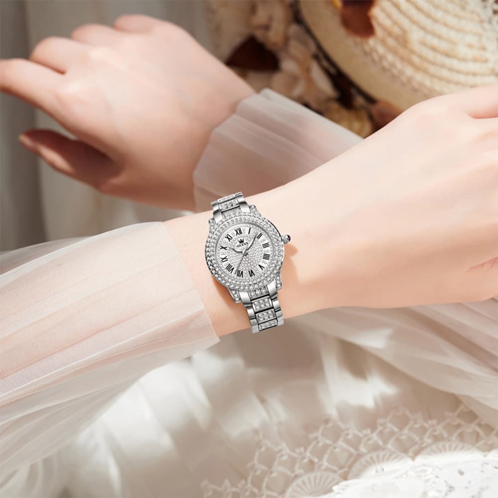 OLEVS 9943 Diamond Paved Dial Luxury Watch for Women