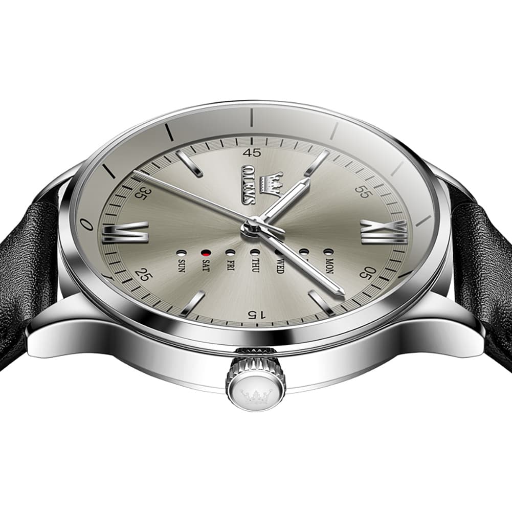 OLEVS 2931 Minimalist Leather Quartz Watch for Men