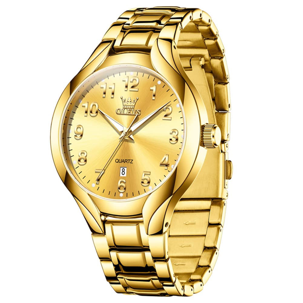 OLEVS 3650 Classic Gold Quartz Watch for Men & Women (His & Hers)