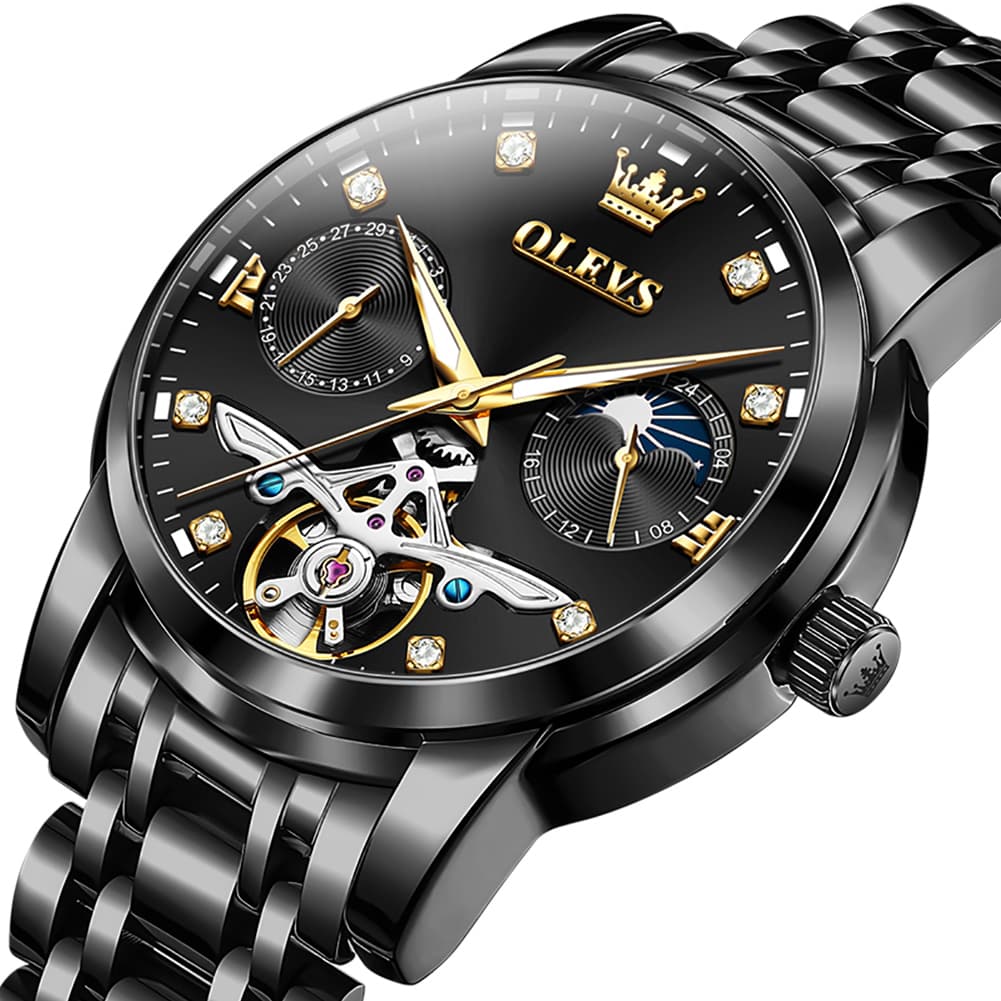 OLEVS 6703 Moon Phase Tourbillon Automatic Mechanical Watch For Men