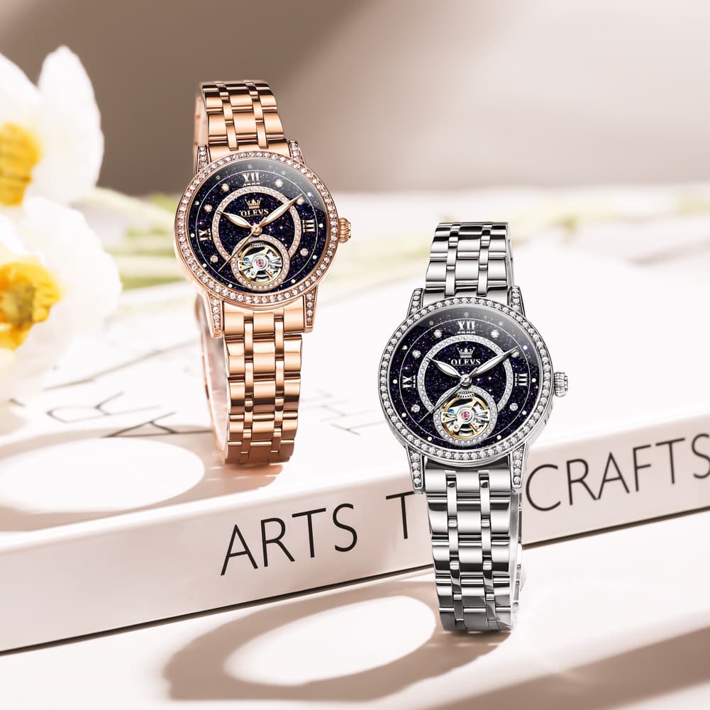 OLEVS 7036 Open Heart Automatic Watch For Women