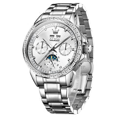 OLEVS 6695 Baguette Diamond Multifunction Mechanical Watch for Men