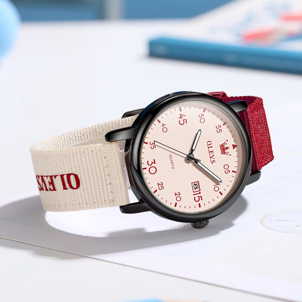OLEVS 2997 Nylon Strap American Vintage Quartz Watch for Men and Women