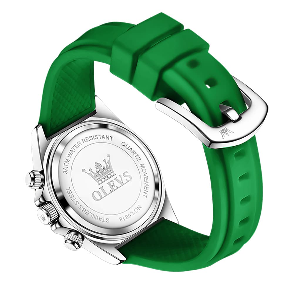 OLEVS Women Chronograph Watch Silicone Sport Strap Date Quartz 5618