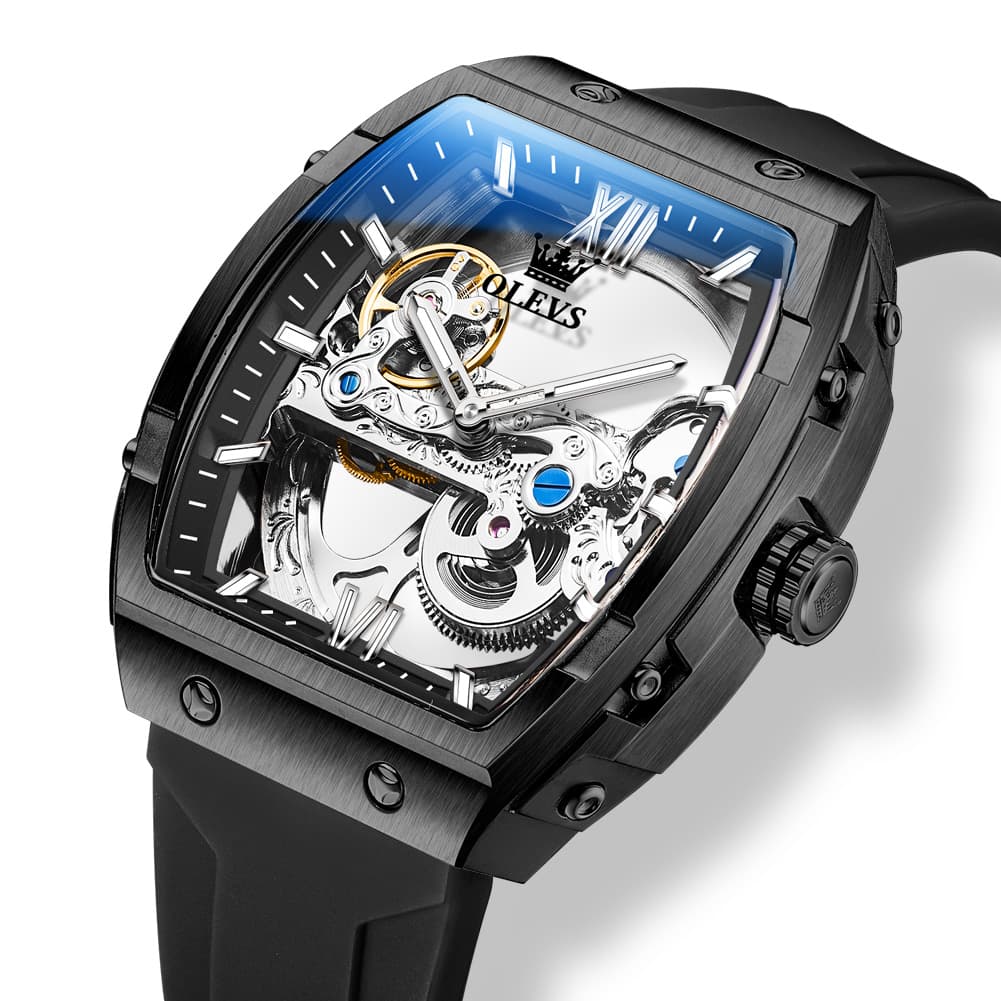 OLEVS 6779 Tonneau Skeleton Mechanical Watch for Men