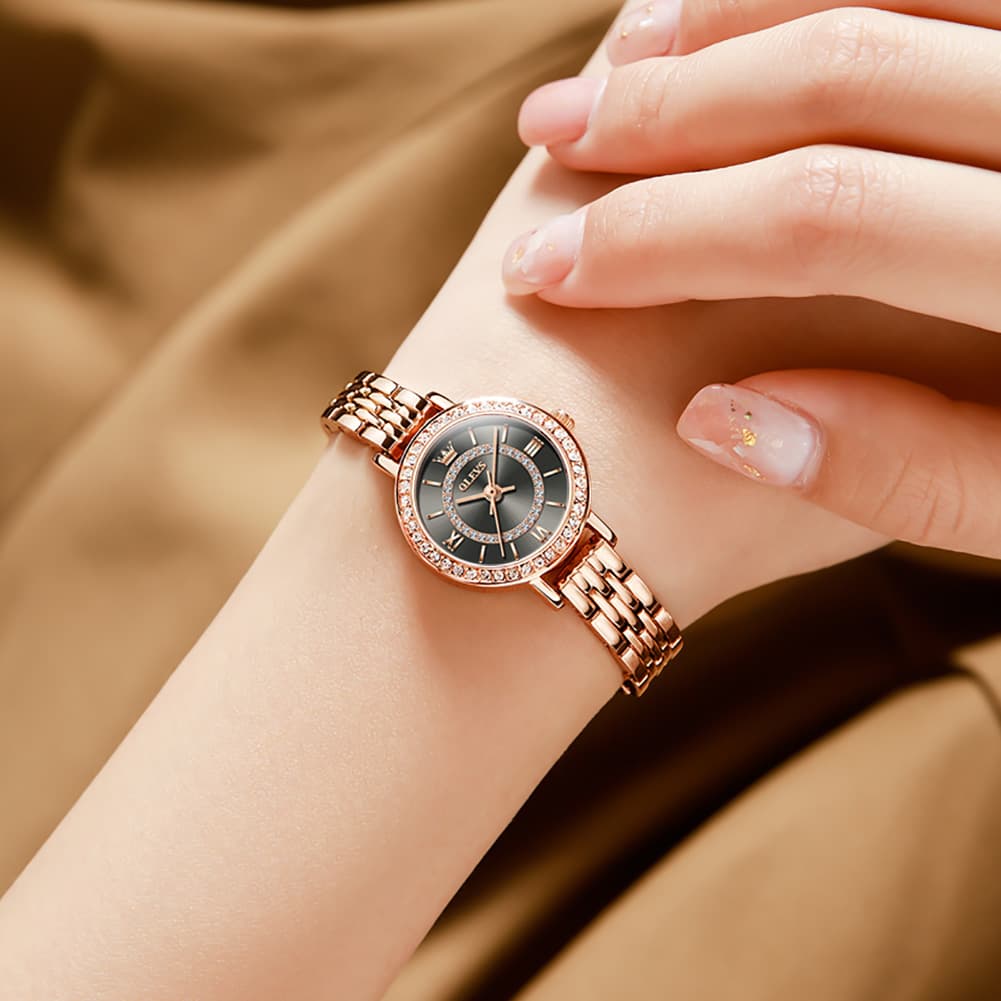 OLEVS Diamond Bezel Jewelry Bracelet Watch 5508 Petite Quartz for Women