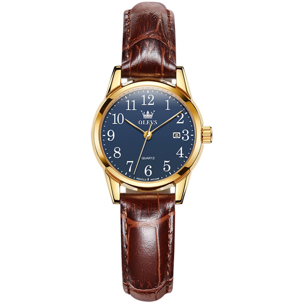OLEVS Men Classic Leather Dress Watch Arabic Numerals Quartz Date 5566