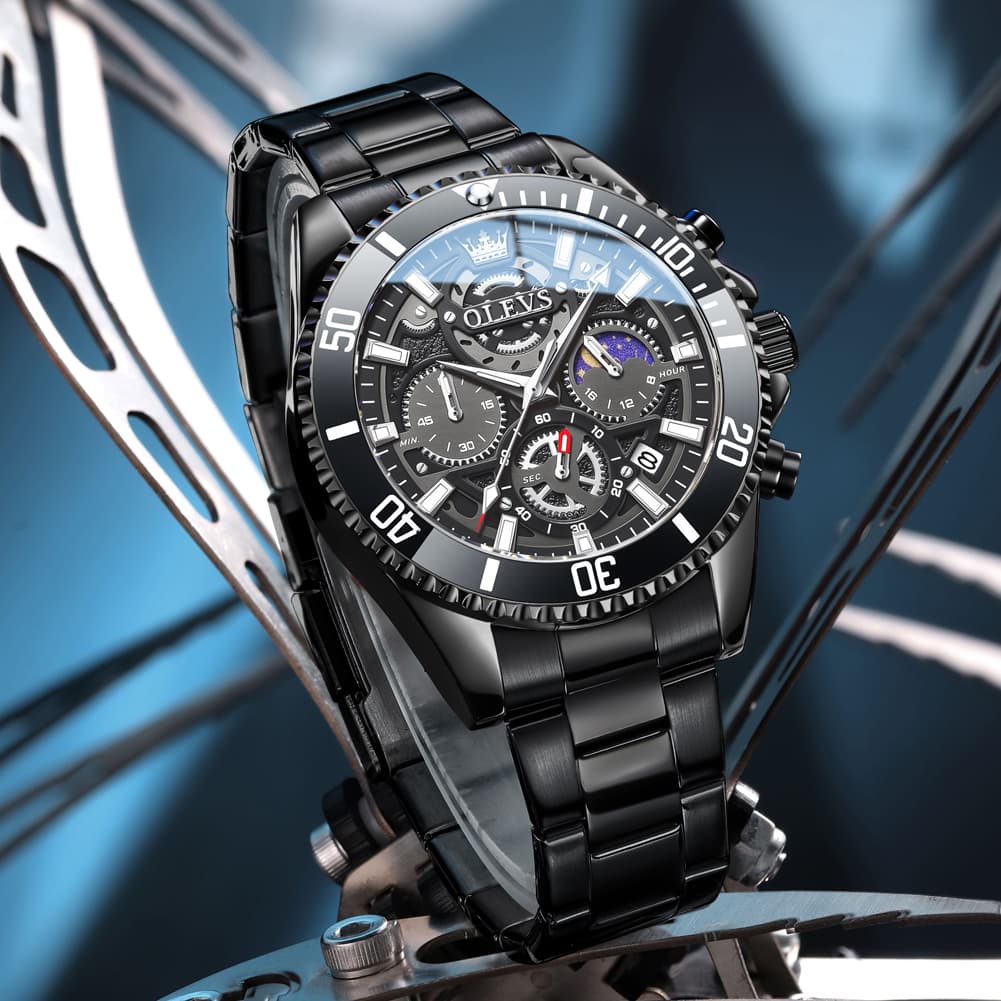 OLEVS 2990 Textured Steel Luminous Sport Watch for Men