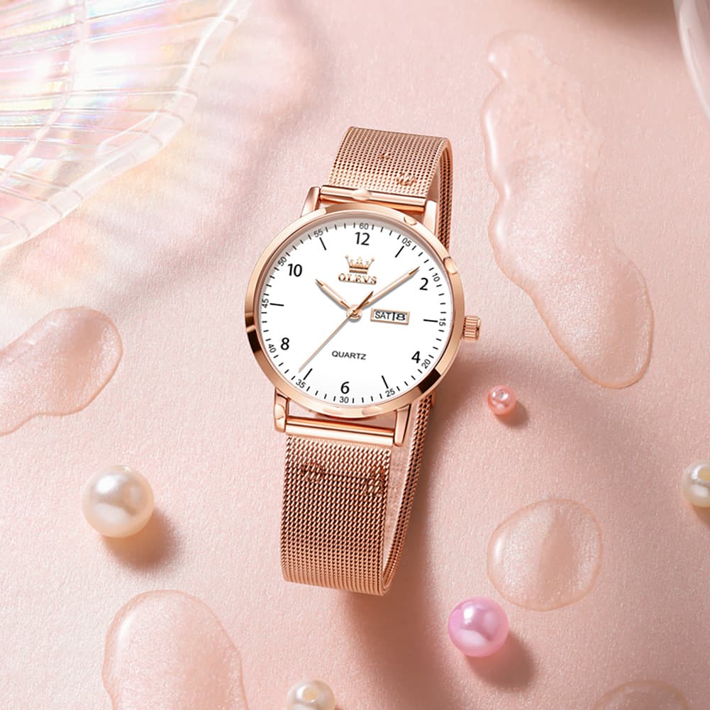 OLEVS 2996N Milanese Steel Minimalist Quartz Watch for Women