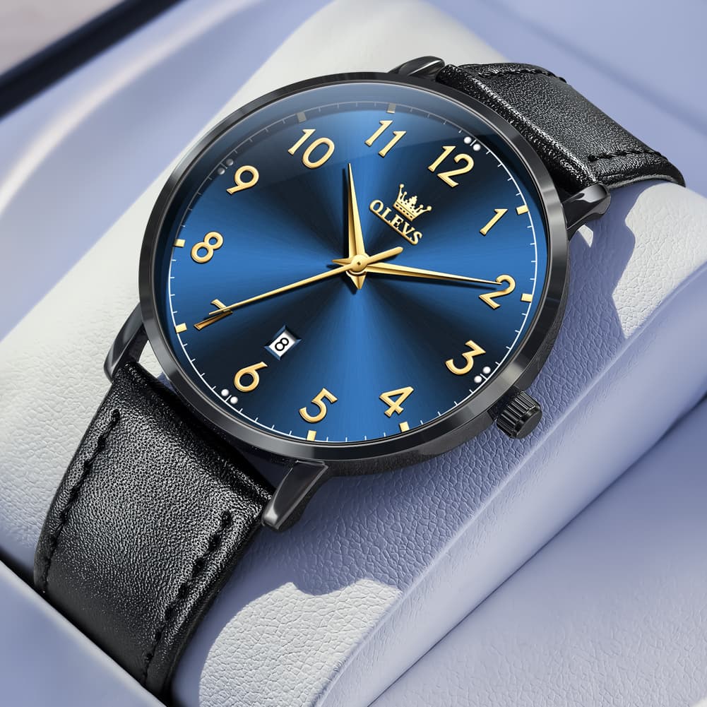 OLEVS 5653 Ultra Thin Couple Watch Milanese Mesh and Leather Strap Date Timepiece for Men and Women