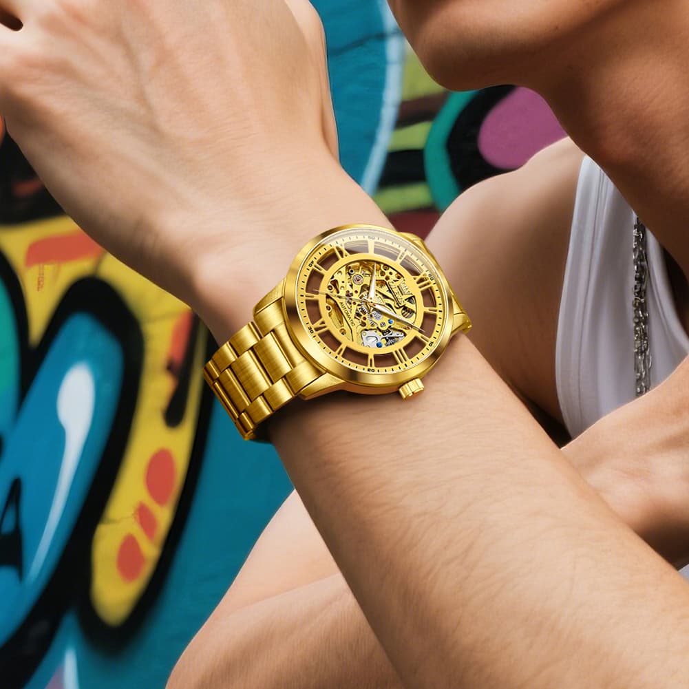 OLEVS 6728 Automatic Skeleton Mechanical Watch For Men