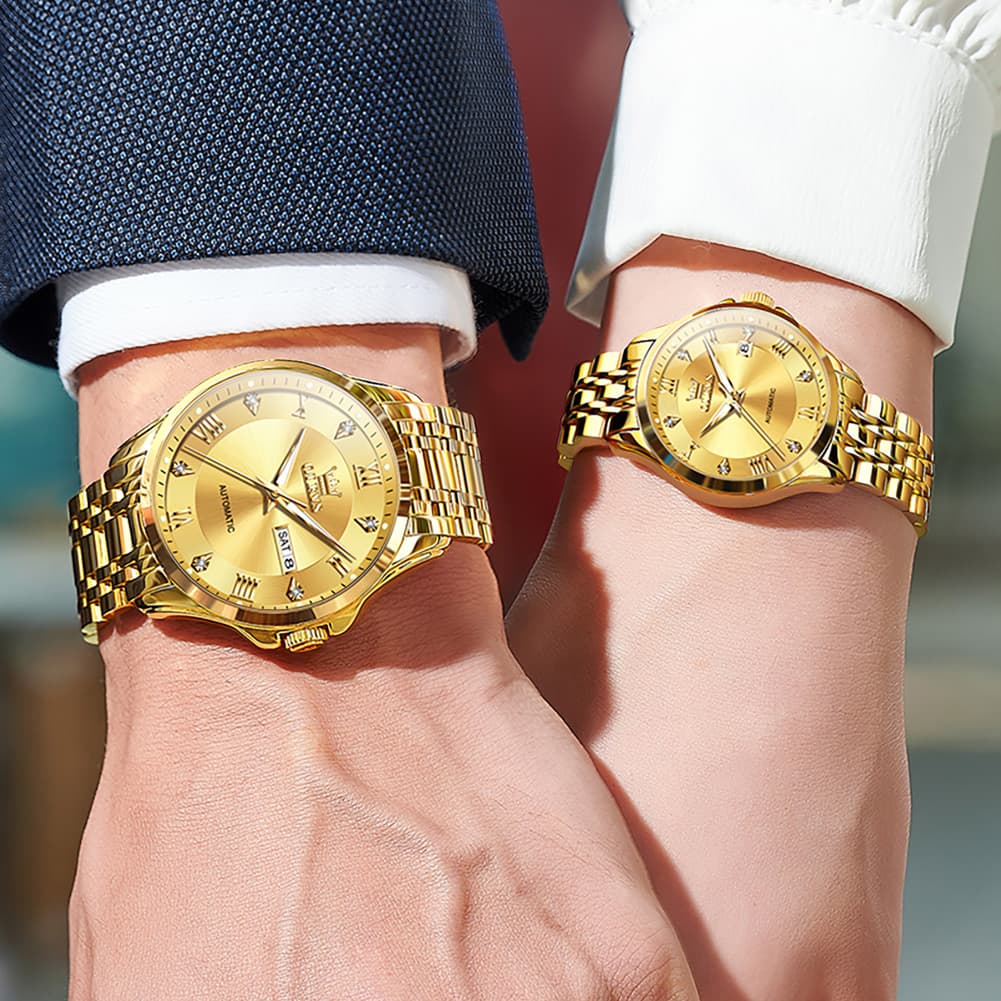 OLEVS 6702 Diamond Automatic Mechanical Watch For Couples