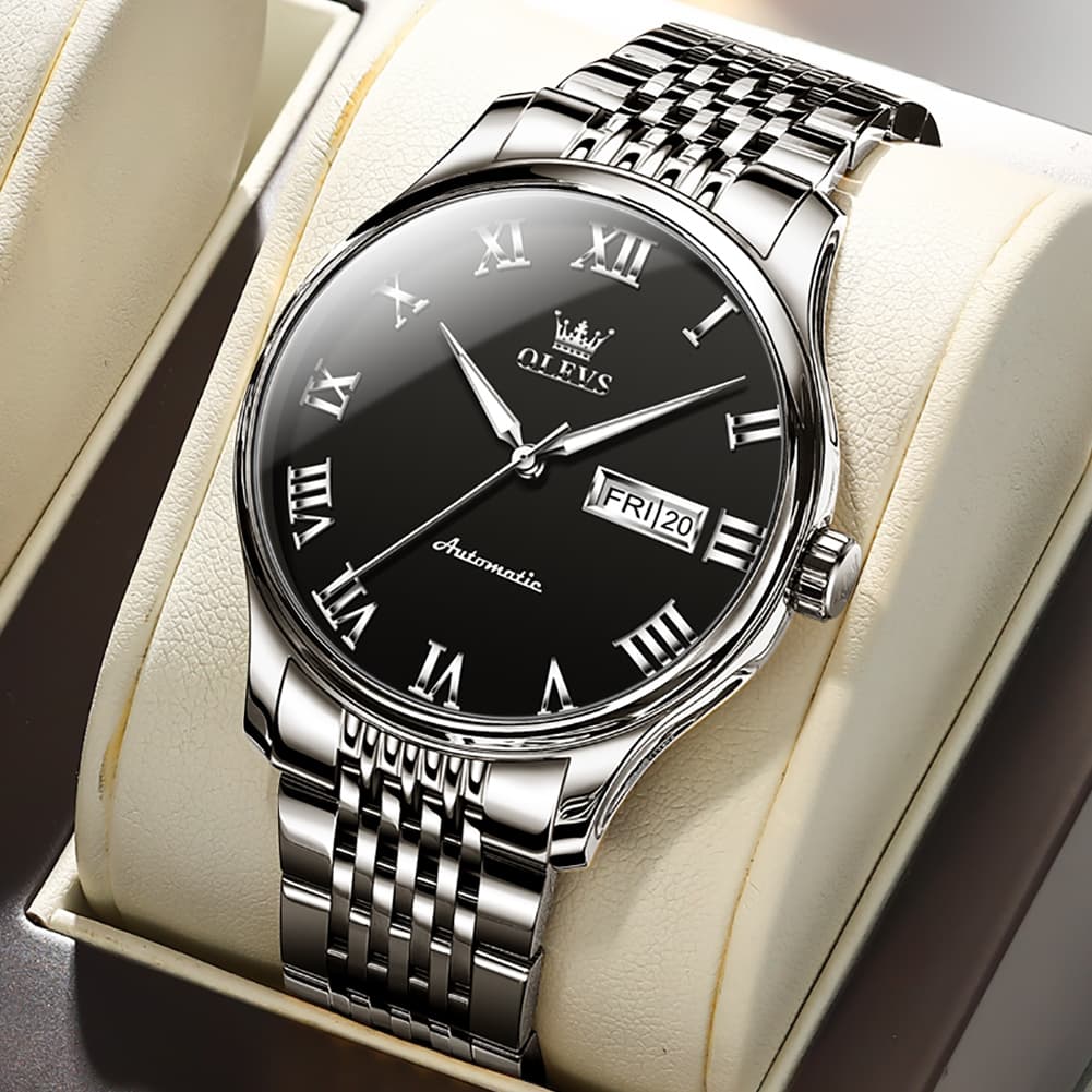 OLEVS Roman Numeral Day Date Automatic Mechanical Watch 9929 for Men