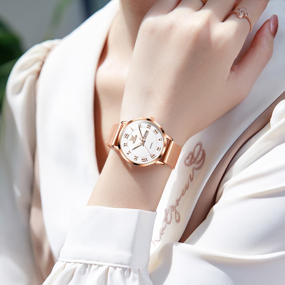 OLEVS 2920 Day Date Quartz Couples Watch Set Men Women