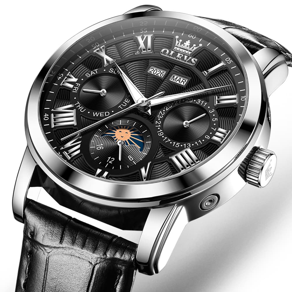 OLEVS 6785 Sun and Moon Multi Function Mechanical Watch for Men
