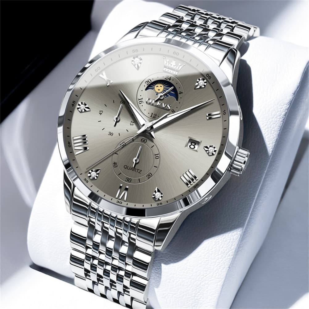 OLEVS 2925 Luminous Moon Phase Quartz Watch for Men