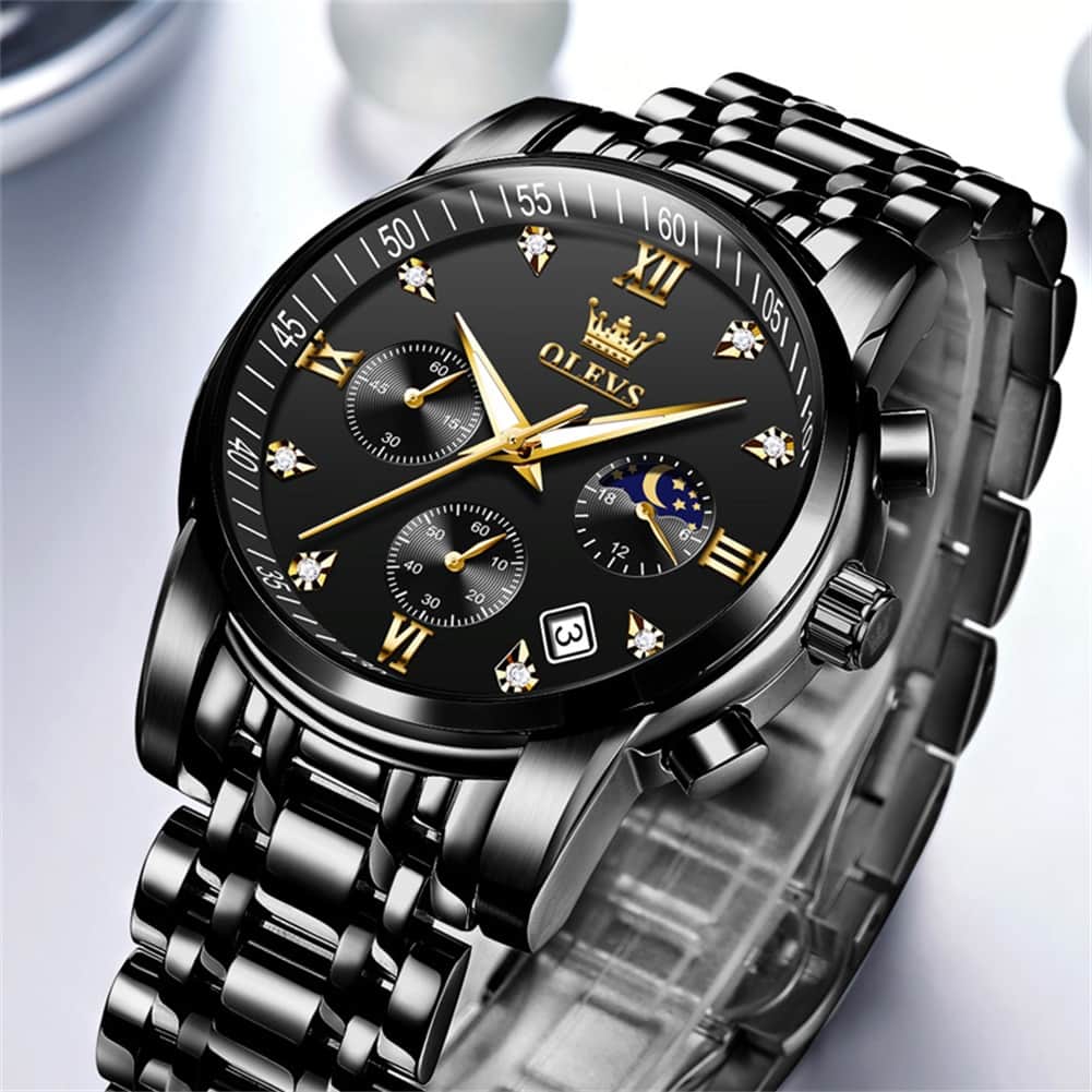 OLEVS 2858 Luxury Moon Phase Chronograph Watch for Men