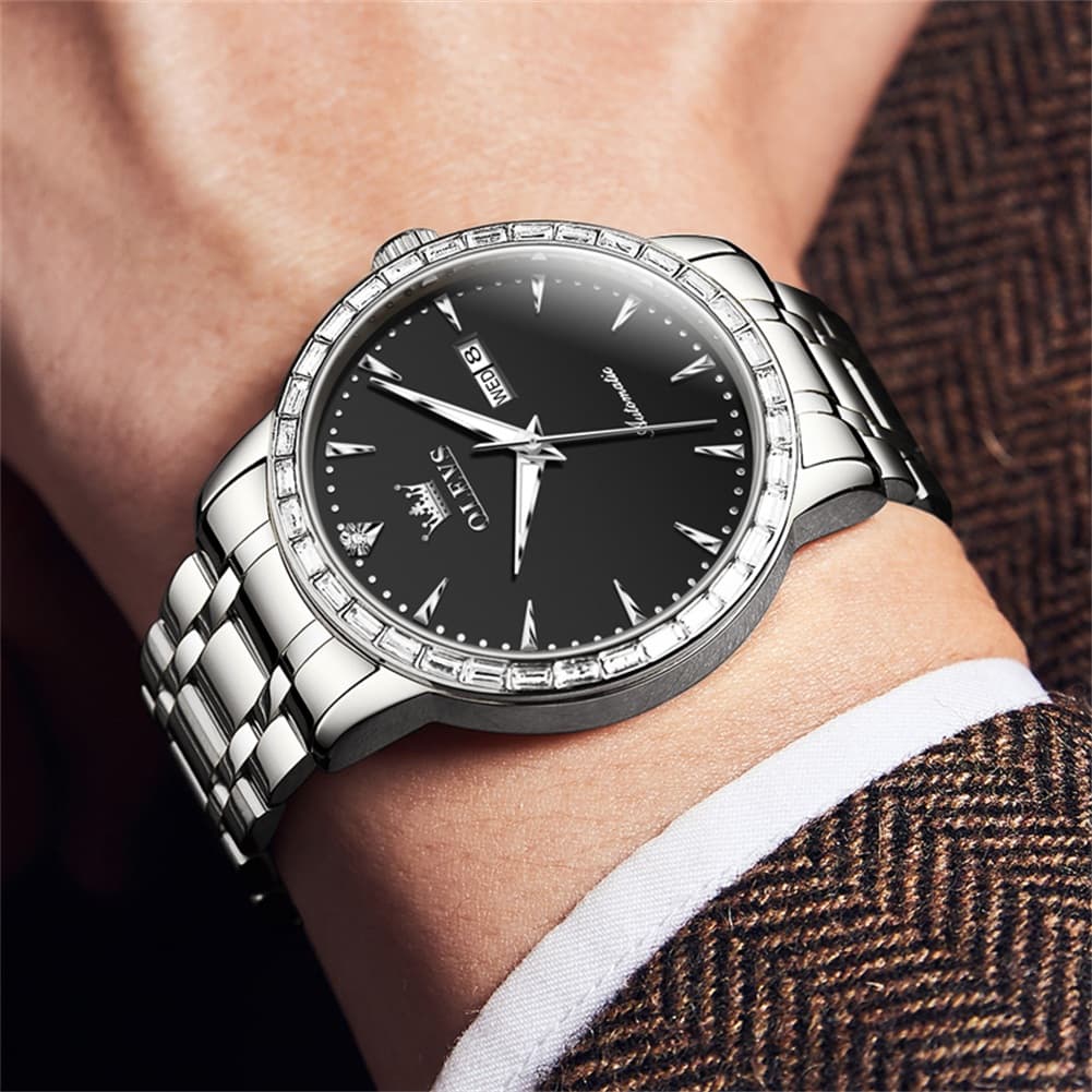 OLEVS 7019 Diamond Bezel Automatic Mechanical Watch For Men