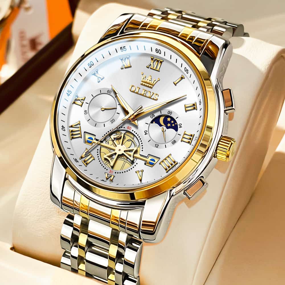 OLEVS 2859 Luxury Moon Phase Chronograph Quartz Watch for Men