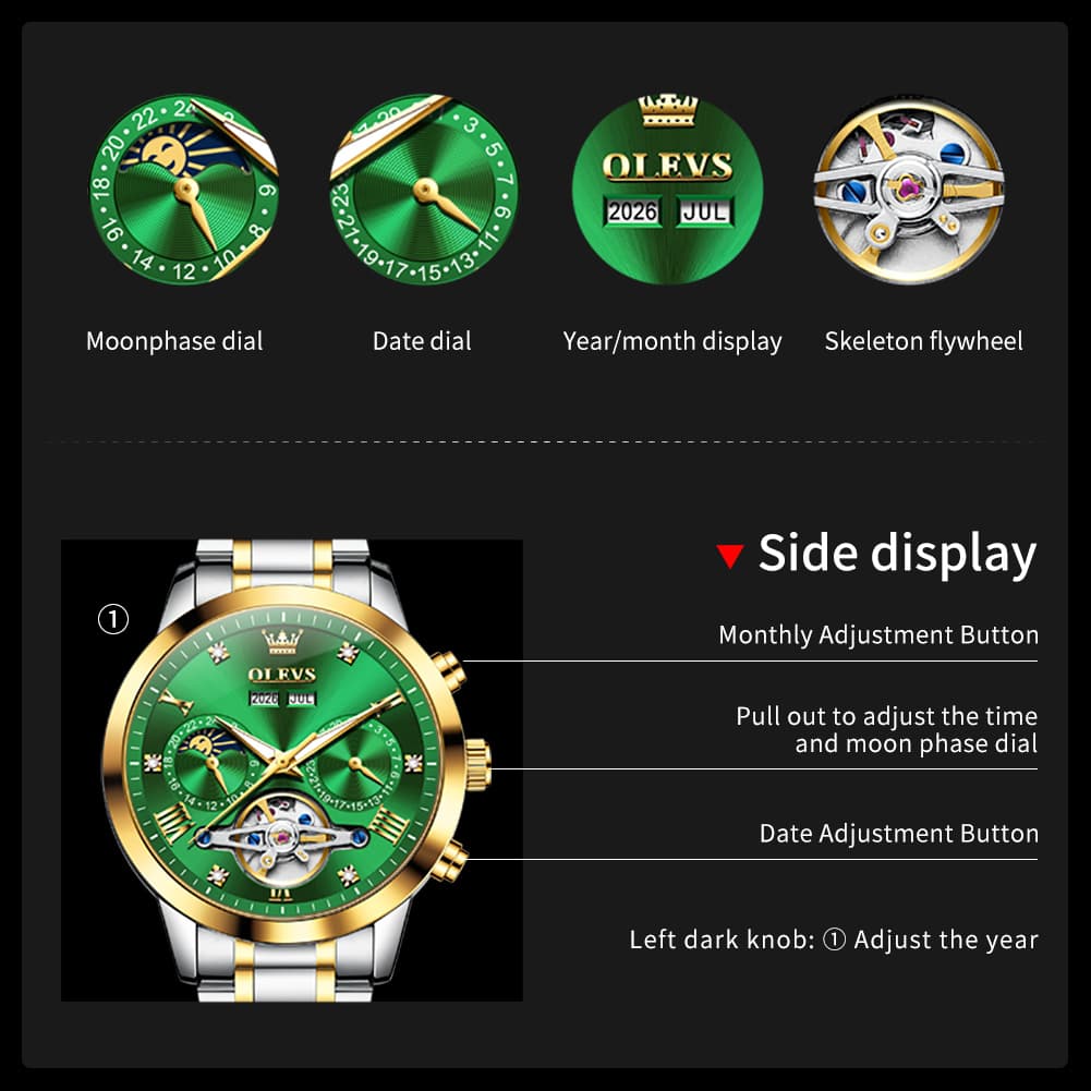 OLEVS 7029 Open Heart Automatic Mechanical Watch For Men