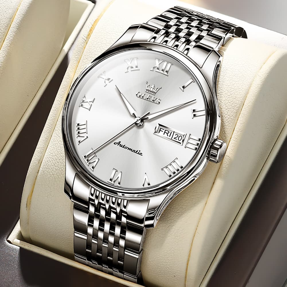 OLEVS Roman Numeral Day Date Automatic Mechanical Watch 9929 for Men