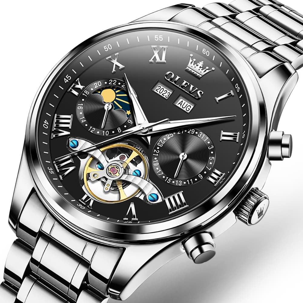 OLEVS 7005 Multi Function Skeleton Mechanical Watch for Men